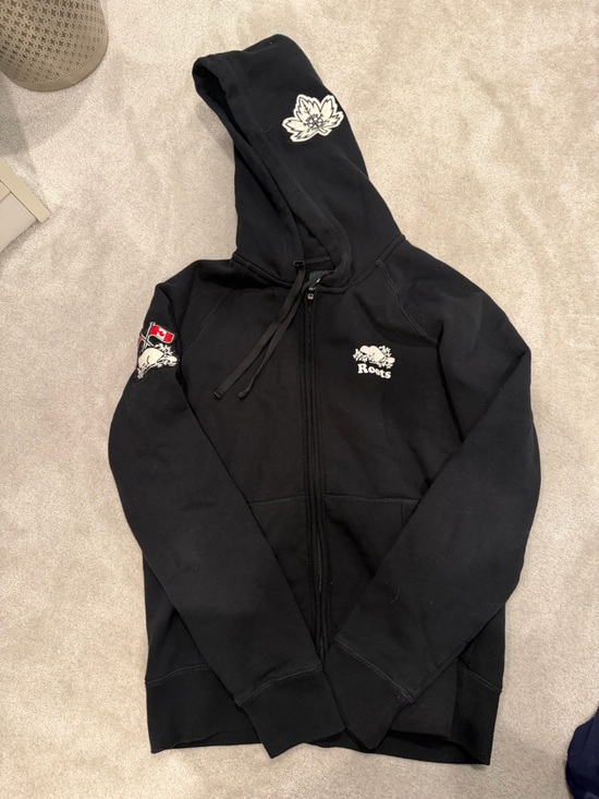 Roots Tops - Roots Black Zip Hoodie with White Beaver Logo